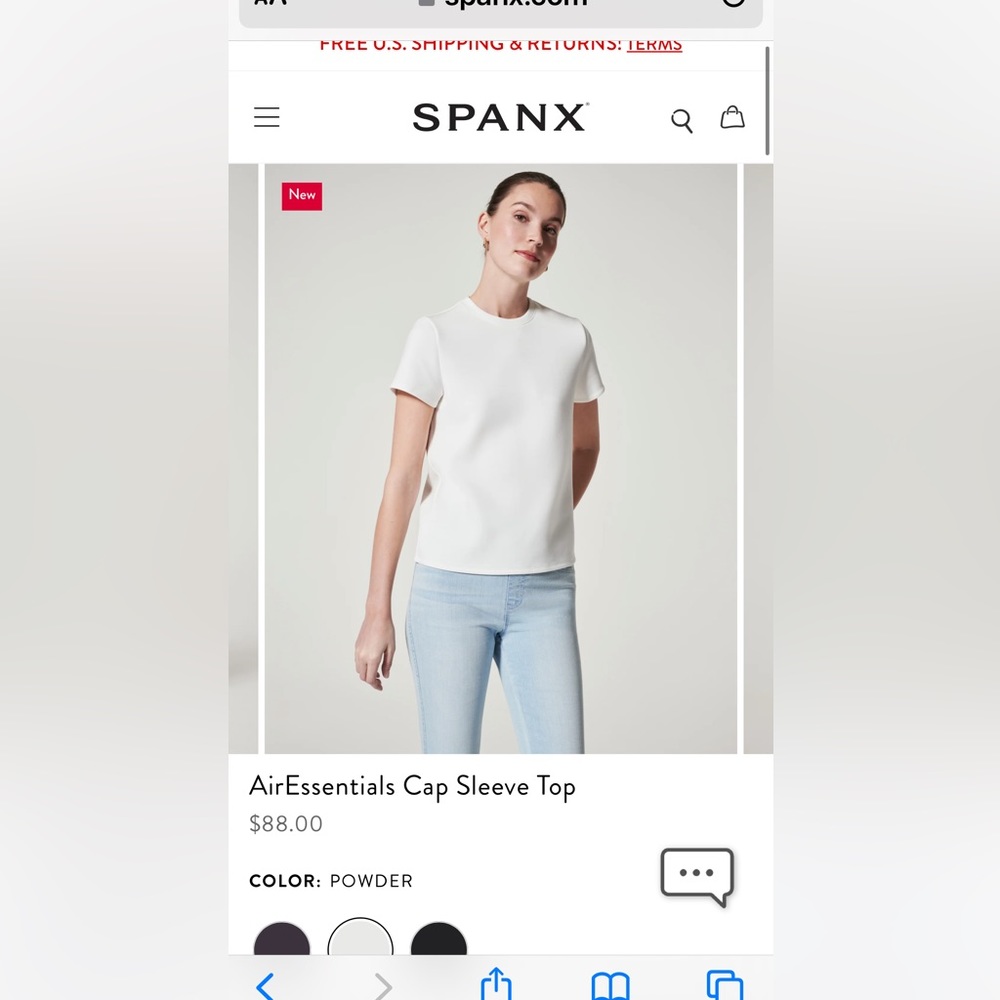 Spanx powder ( white ) top. Never been used. Size M. Super soft!! 🌸